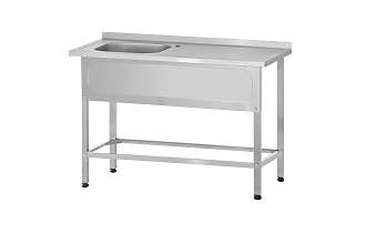 Ванна с рабочей поверхностью РПЦп - 1200x700x860 Profi Inox левая, 1 м/о 500x500x300, борт, отв. д/смесит.