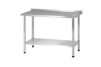 Стол производственный СПРн - 600x600x860 Norma Inox, борт (полка сплошная, ножка профильная, тр. 40x40)