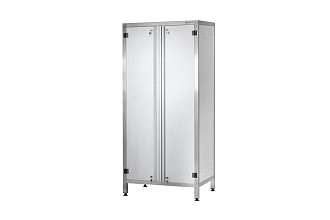 Шкаф кухонный ШЗКп - 1000x500x1800 Profi Inox, двери распашные, полки сплошн. 3 шт., без к-та замков